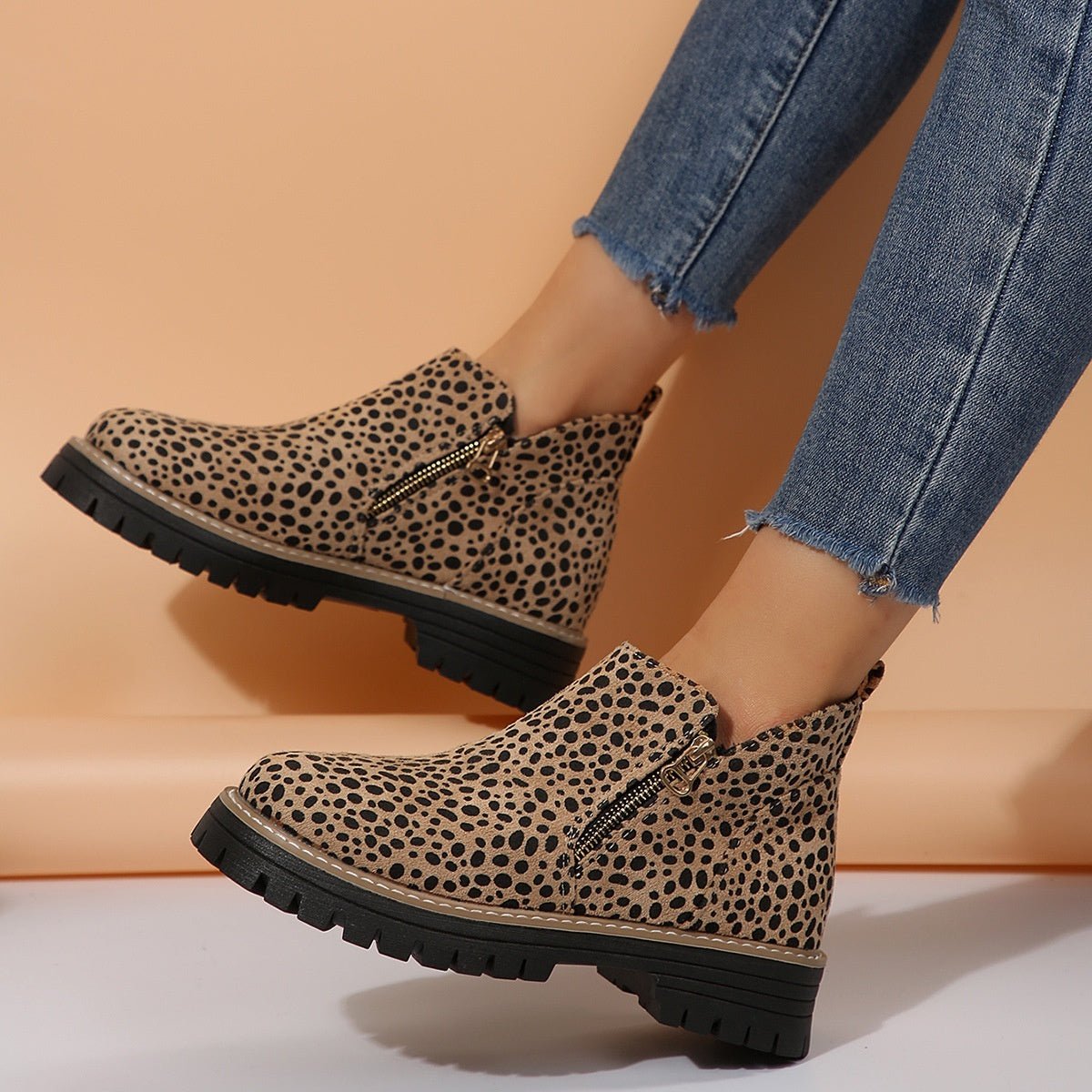 Fashion Ankle Boots With Side Zipper Ins Chunky Boots Autumn Winter Suede Shoes Women - AXON