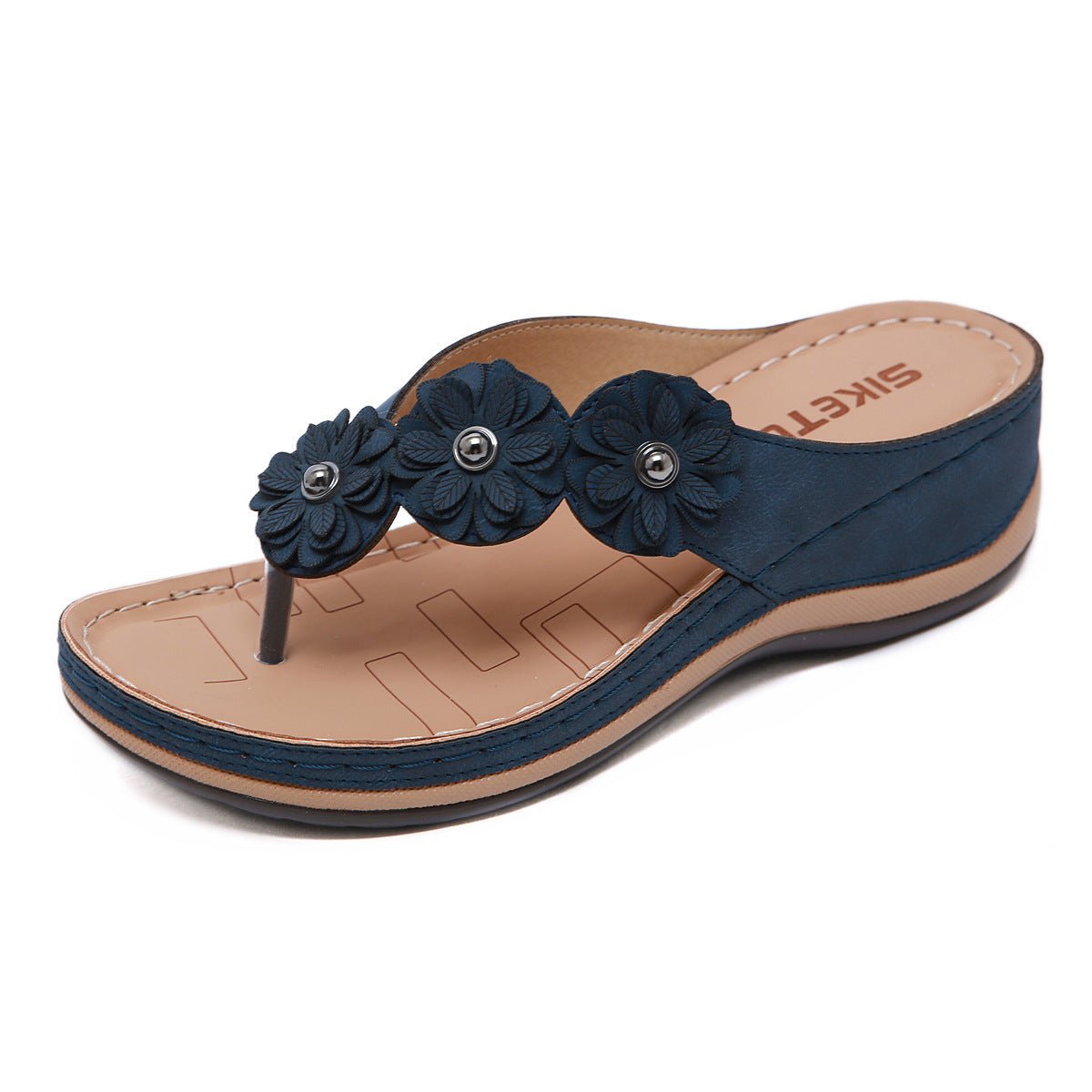 Flowers Sandals Women Retro Style Wedges Shoes Outdoor Beach Shoes Summer - AXON