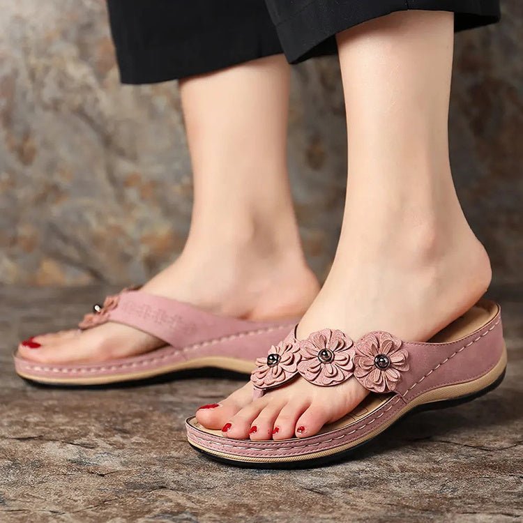 Flowers Sandals Women Retro Style Wedges Shoes Outdoor Beach Shoes Summer - AXON