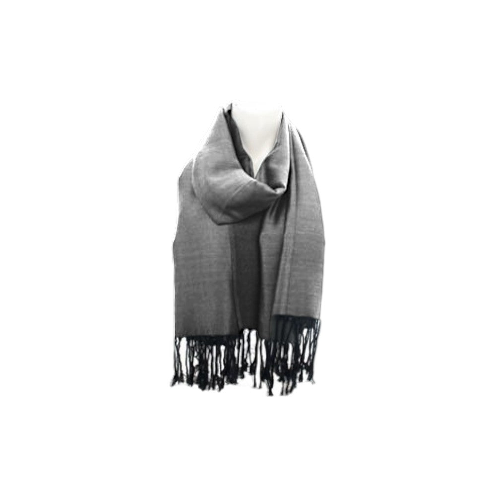 Fransenschal » Winterschal 175 x 70 cm » glänzender Winter Schal » Schal mit schwarzen Fransen