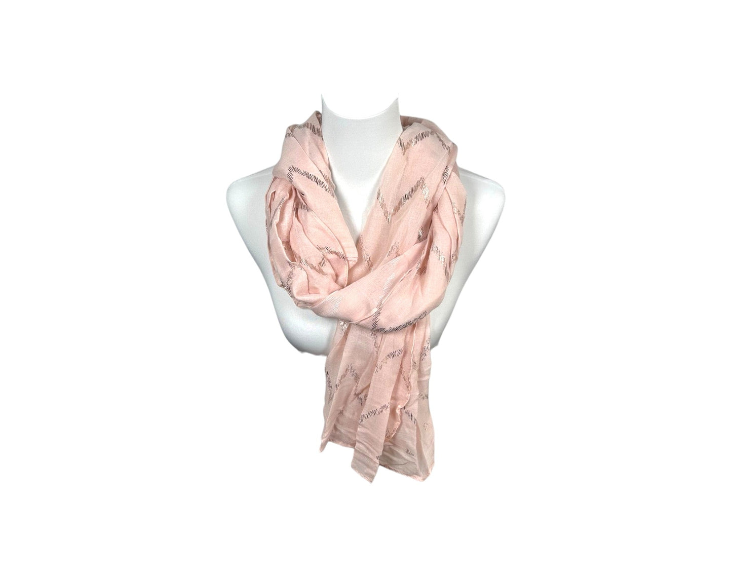 Sommer Damen Schal » Zick Zack Muster » leichter Sommerschal 180 x 70 cm » Halstuch mit glänzendem Zickzack Aufdruck » Damenschal weich & dünn