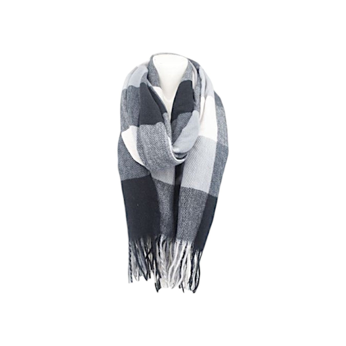 Winter Damen Schal » Cashmera Soft » Winterschal Karo Muster » Damenschal » Fransenschal 180 x 65 cm