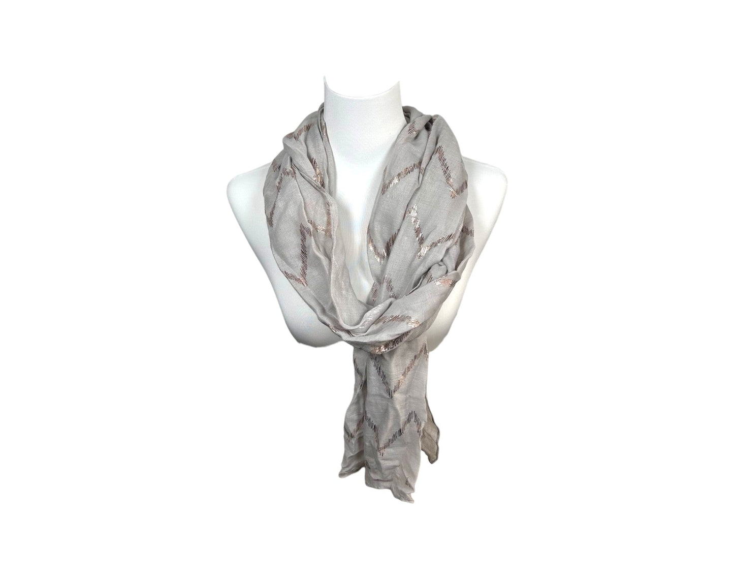 Sommer Damen Schal » Zick Zack Muster » leichter Sommerschal 180 x 70 cm » Halstuch mit glänzendem Zickzack Aufdruck » Damenschal weich & dünn