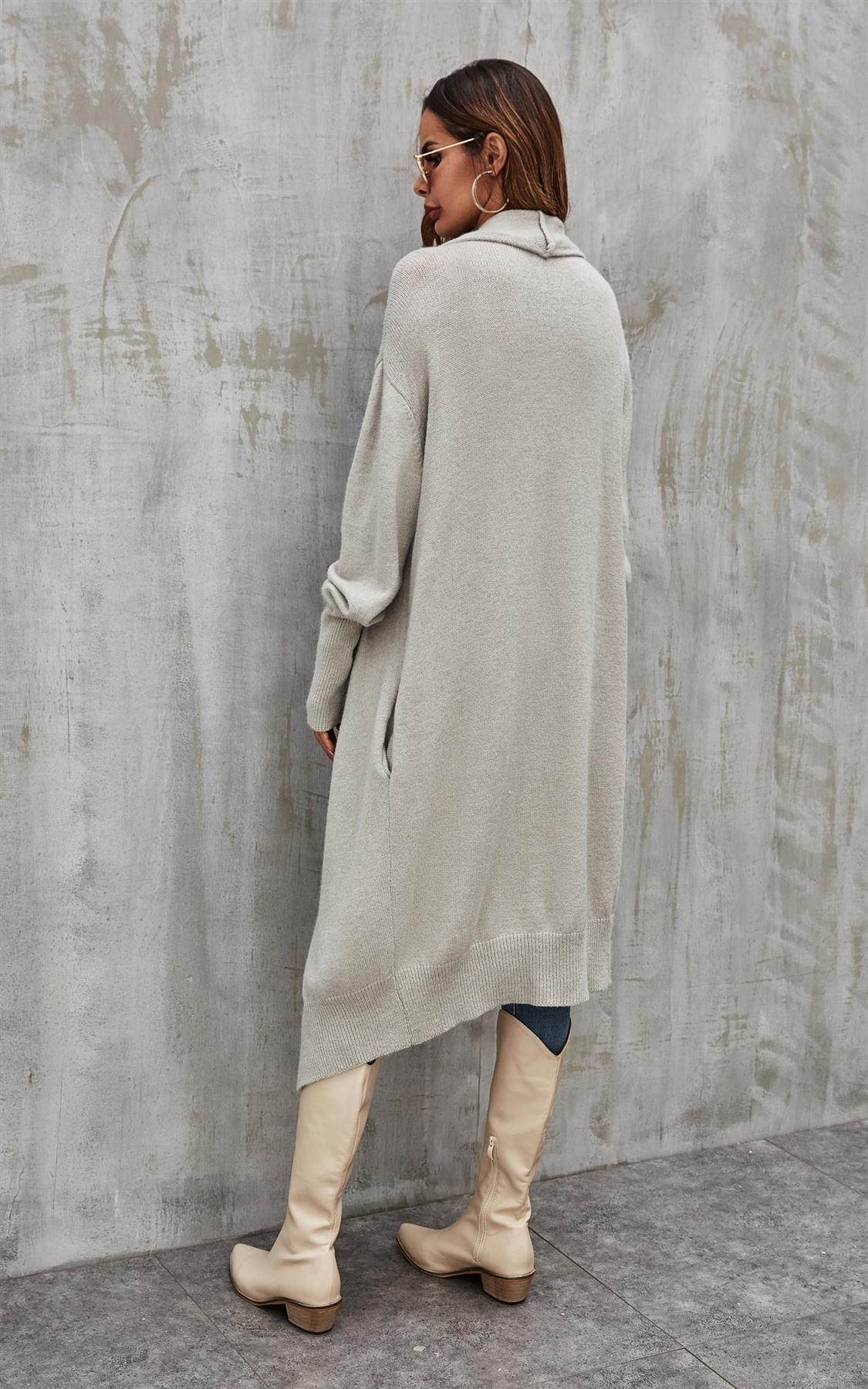 Grey Chunky Pleat Oversized Cardigan - AXON
