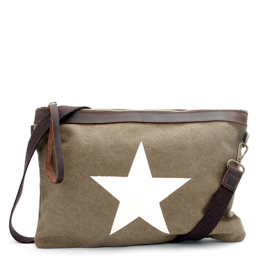 Große Clucht Umhänge Tasche mit Stern Braun - AXON
