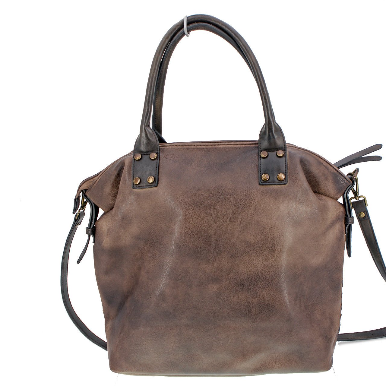 Große Vintagetasche Flechtoptik Braun - AXON