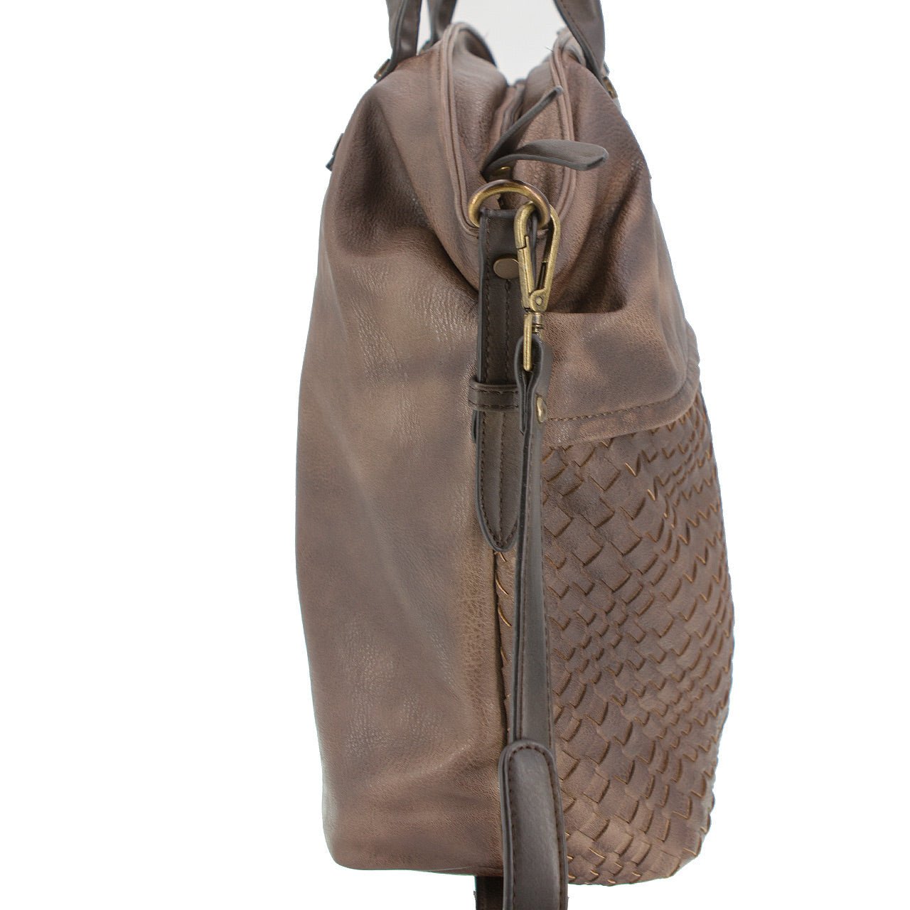 Große Vintagetasche Flechtoptik Braun - AXON