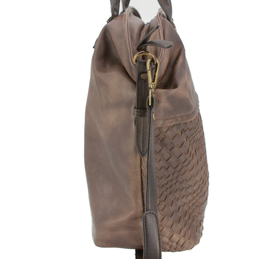 Große Vintagetasche Flechtoptik Braun - AXON