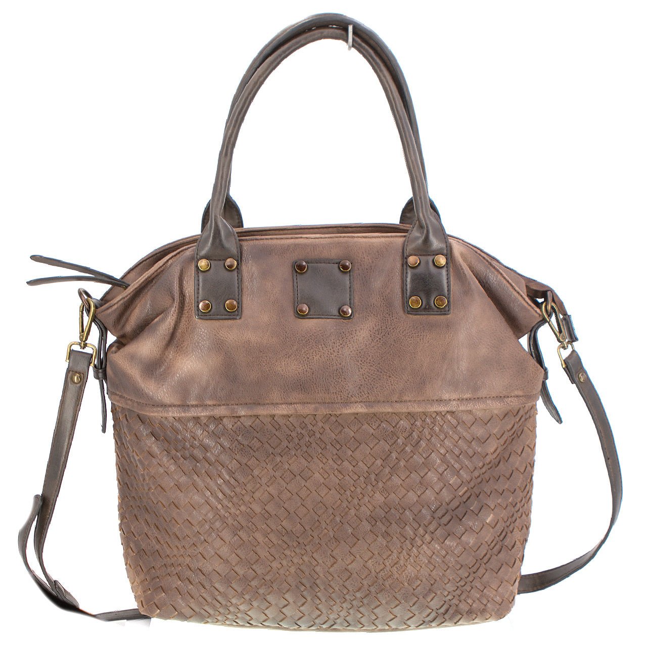 Große Vintagetasche Flechtoptik Braun - AXON