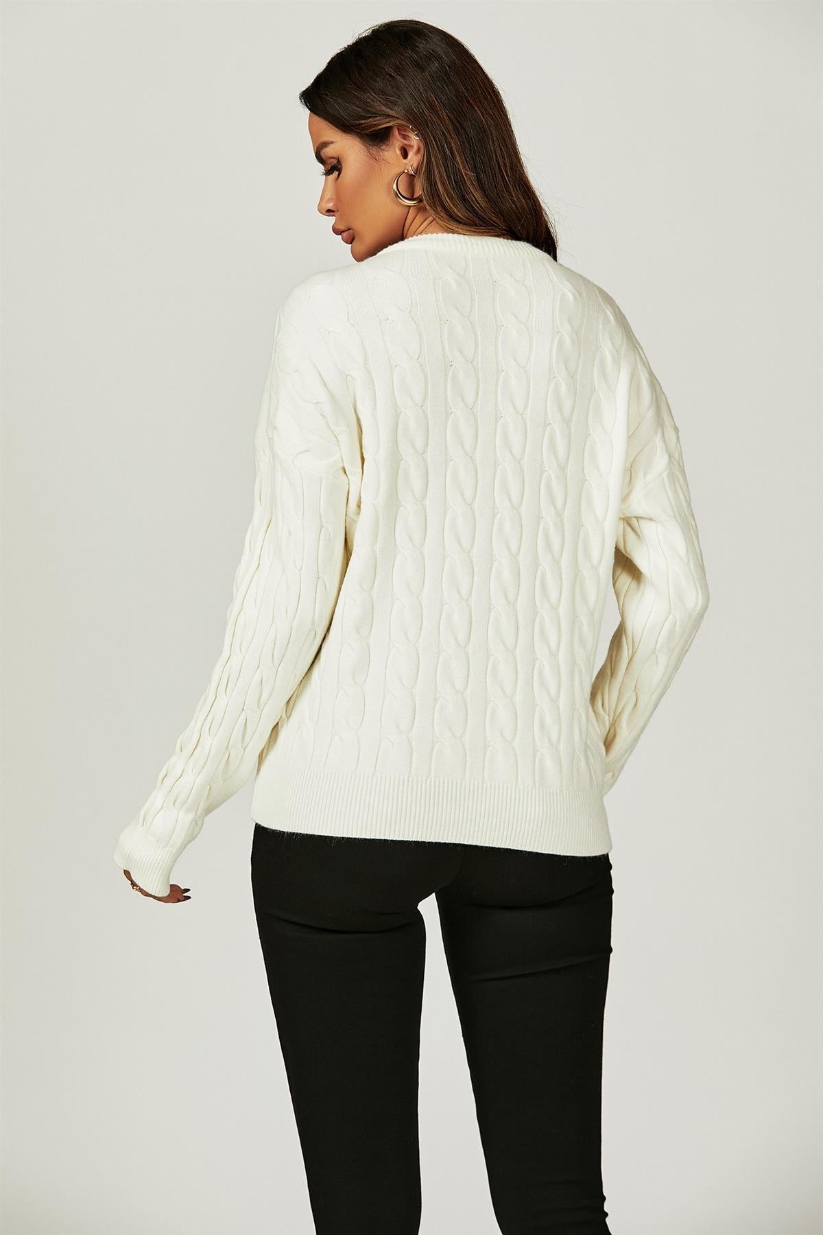 Heart Embroidery Jumper Top In Cream - AXON
