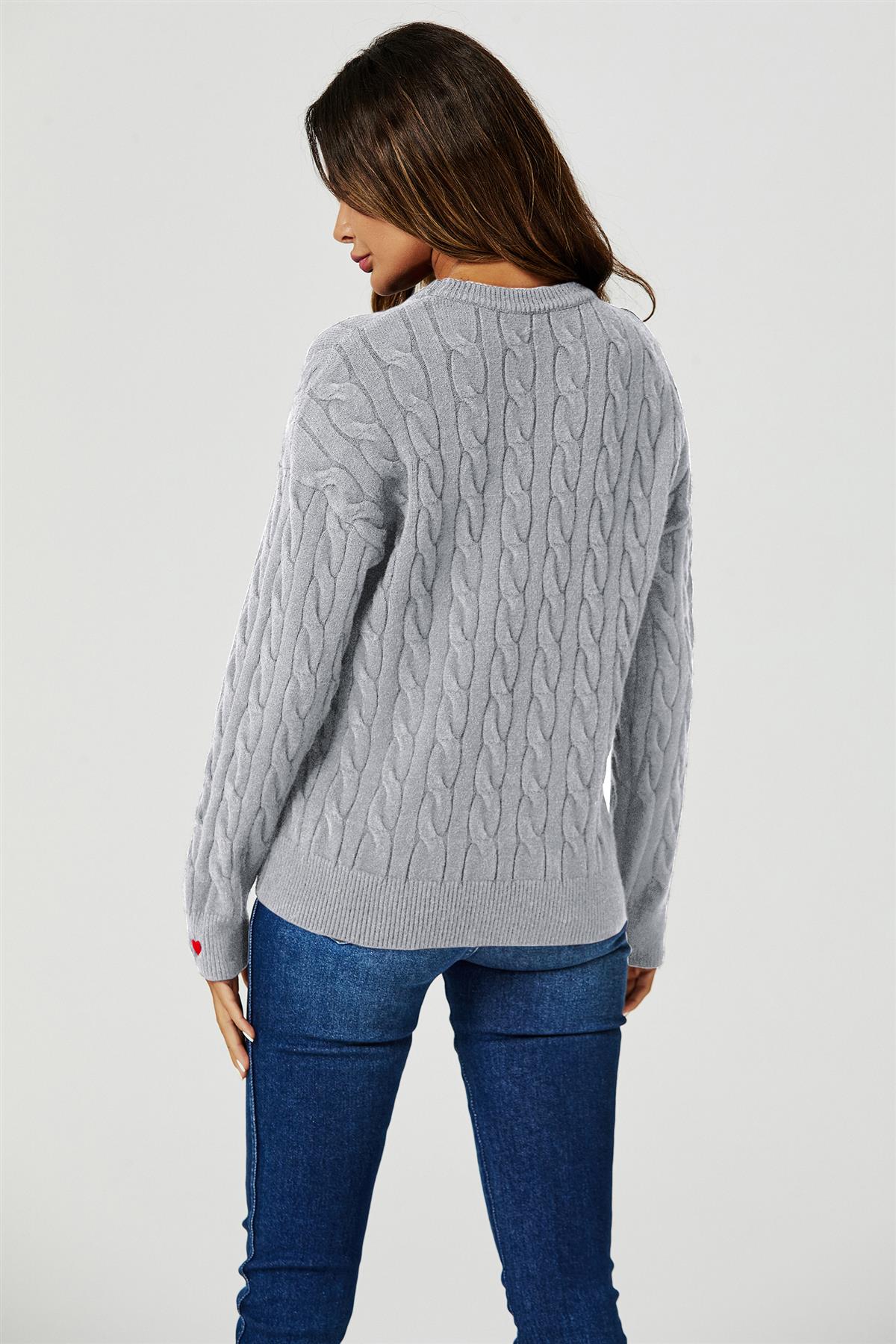 Heart Embroidery Jumper Top In Grey - AXON