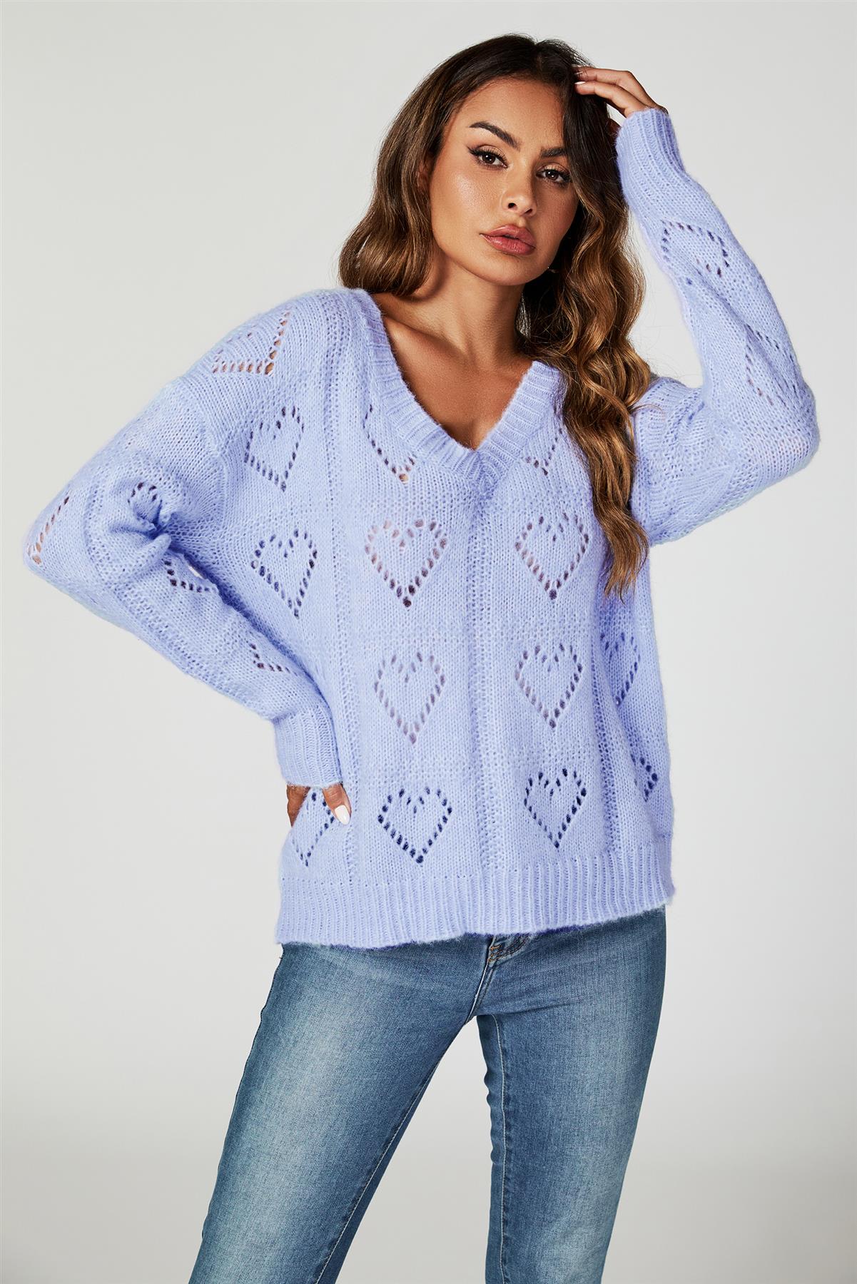 Heart Jumper Top In Blue - AXON