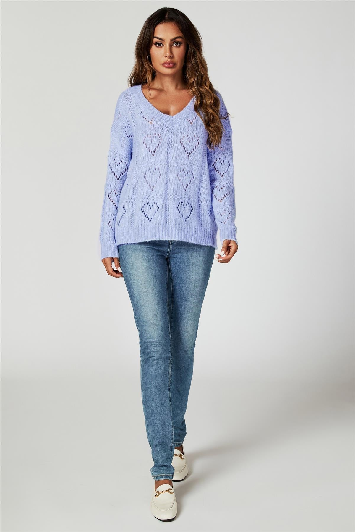 Heart Jumper Top In Blue - AXON