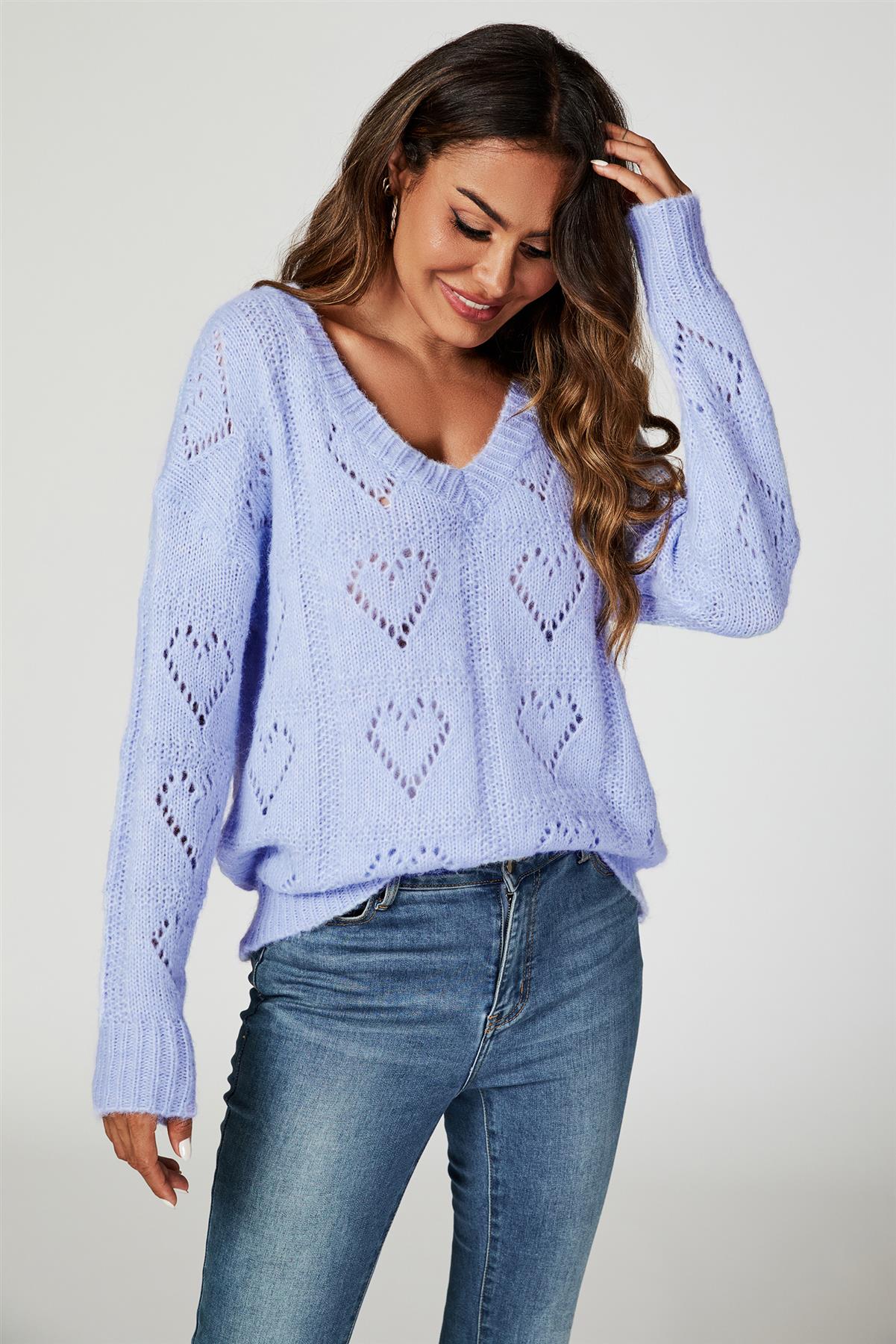 Heart Jumper Top In Blue - AXON