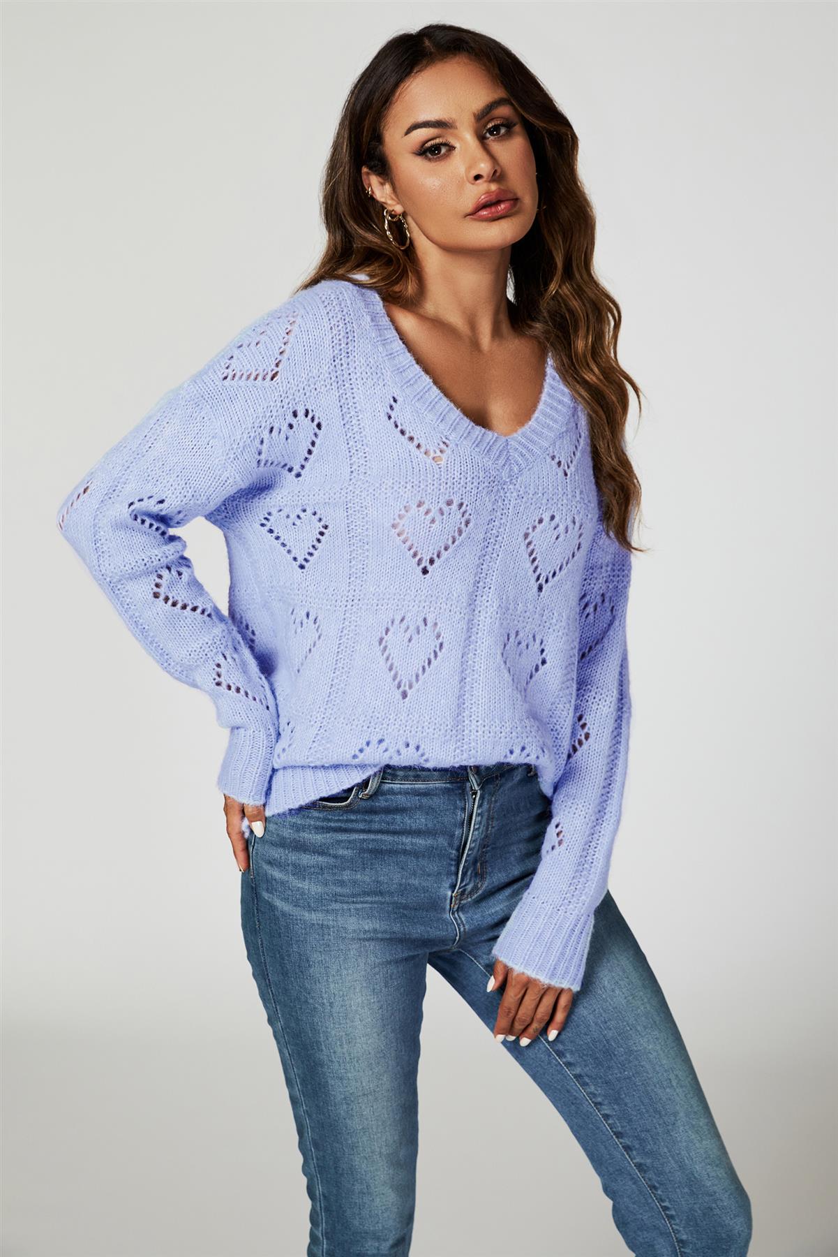 Heart Jumper Top In Blue - AXON