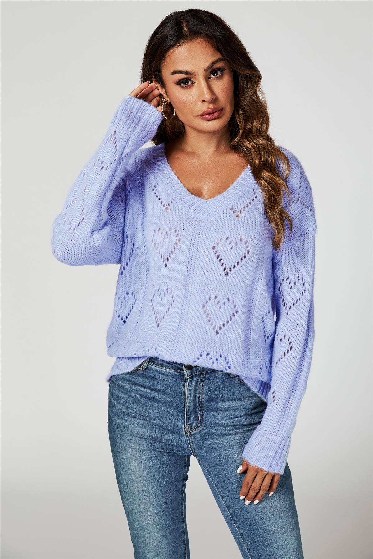Heart Jumper Top In Blue - AXON