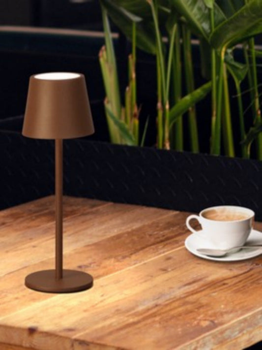 LED Tischleuchte Metall (schwer) mobiles Licht Modell Roxi in Rostfarben - von FISCHER HONSEL