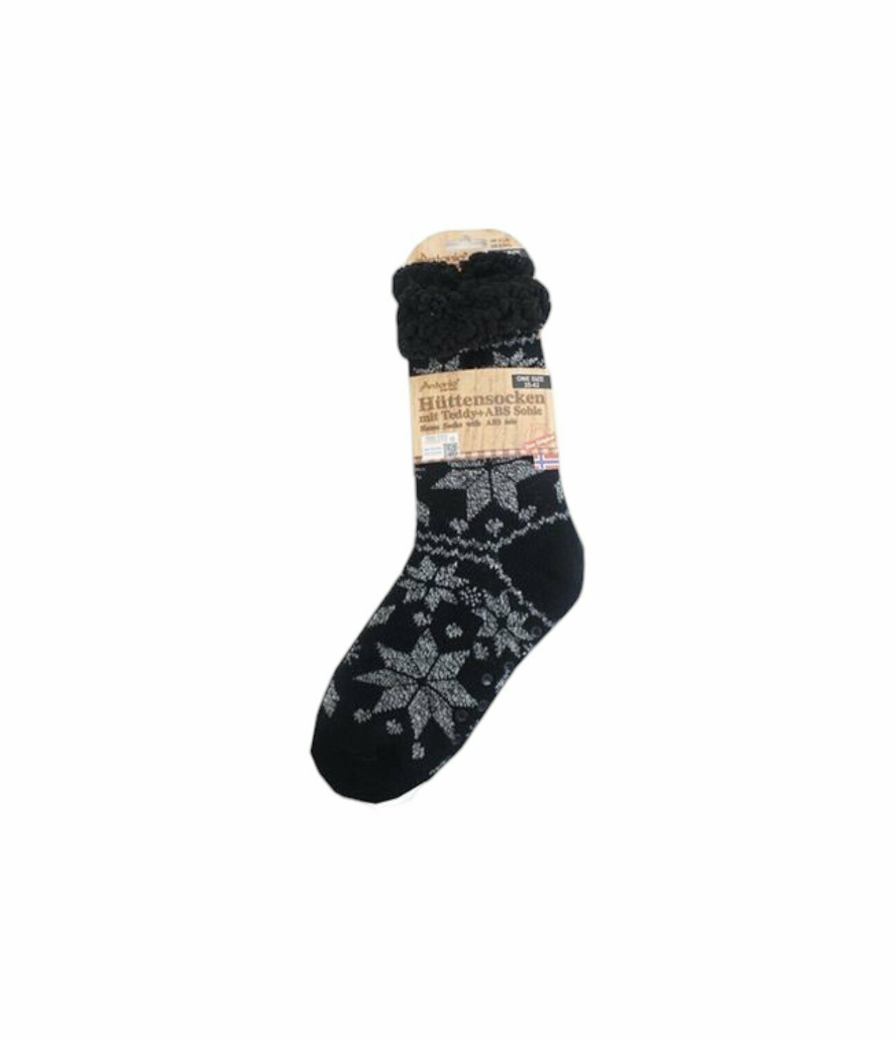 Hüttensocken » Kuschelsocken » Anti Rutsch Socke » Winter Hausschuhe » Strick Fleece in schwarz/weiß