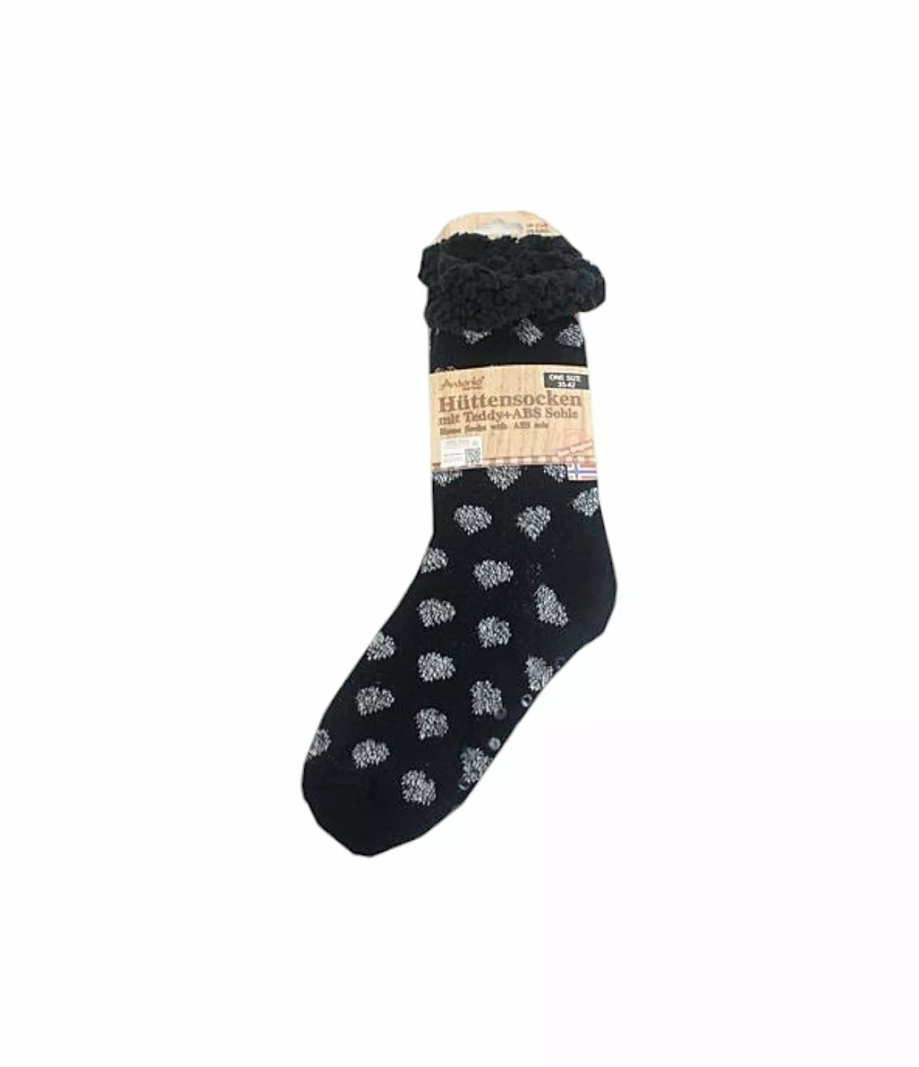 Hüttensocken » Kuschelsocken » Anti Rutsch Socke » Winter Hausschuhe » Strick Fleece in schwarz/weiß