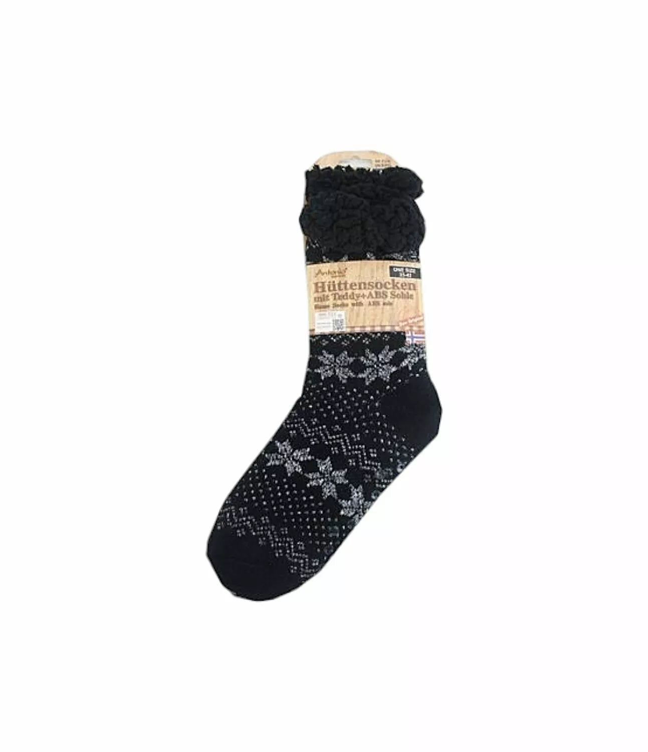 Hüttensocken » Kuschelsocken » Anti Rutsch Socke » Winter Hausschuhe » Strick Fleece in schwarz/weiß