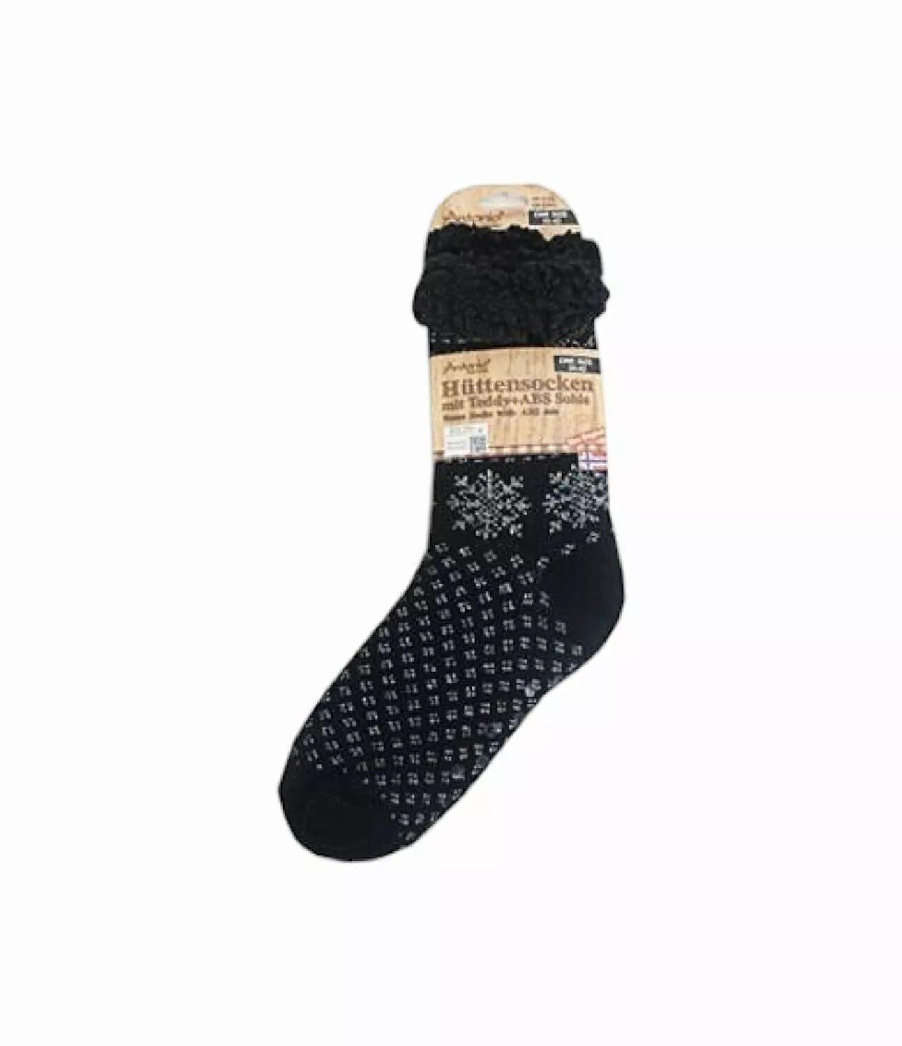 Hüttensocken » Kuschelsocken » Anti Rutsch Socke » Winter Hausschuhe » Strick Fleece in schwarz/weiß