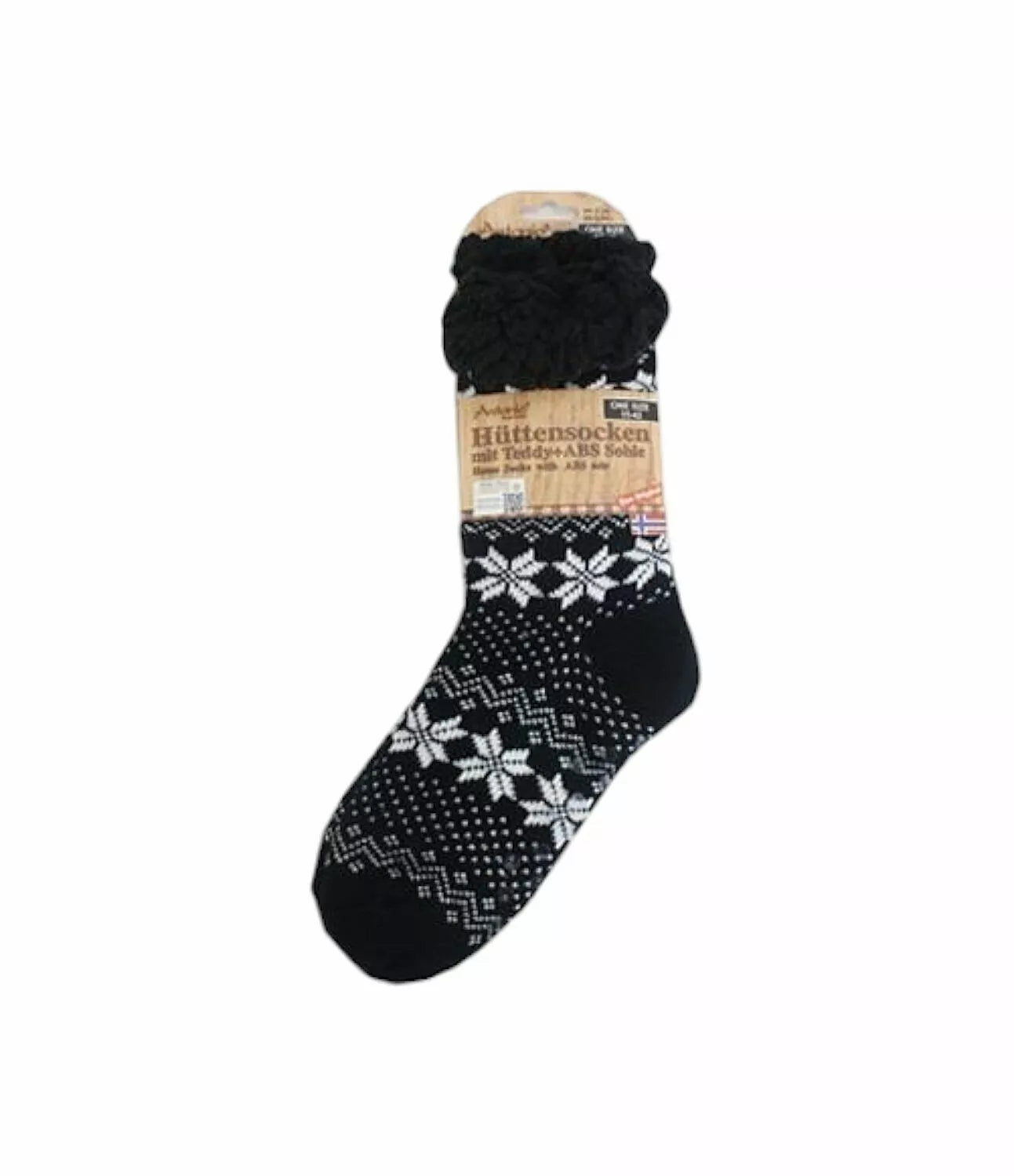 Hüttensocken » Kuschelsocken » Anti Rutsch Socke » Winter Hausschuhe » Strick Fleece in schwarz/weiß