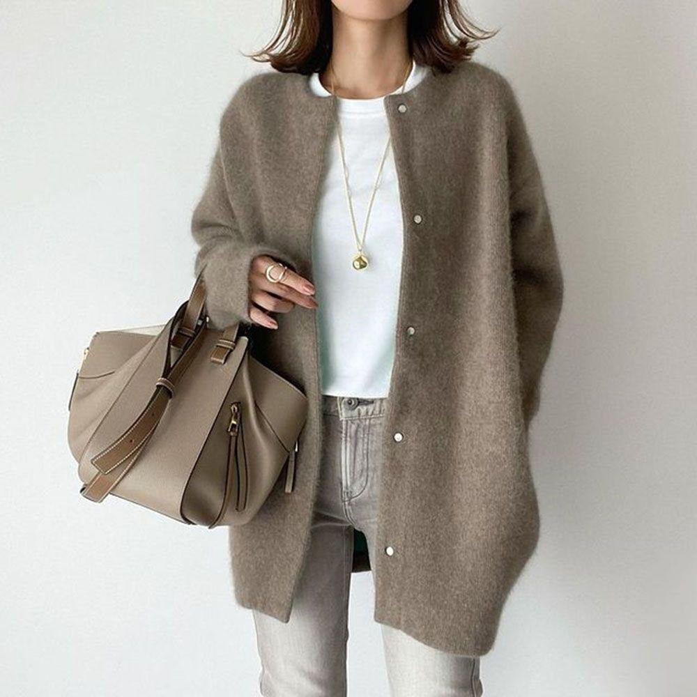 Ins Single Breasted Cardigans Fashion Solid Color Knitted Jacket Women's Autumn Spring Clothing - AXON
