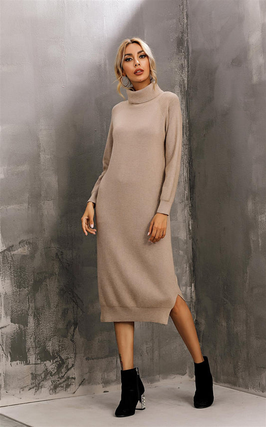 Jumper Dress With High Neck In Beige - AXON