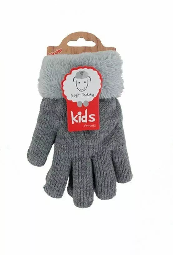 Kinder Winter Handschuhe » Strickhandschuhe » Fingerhandschuhe warme Soft Teddy Füllung » gefütterte Kinderhandschuhe
