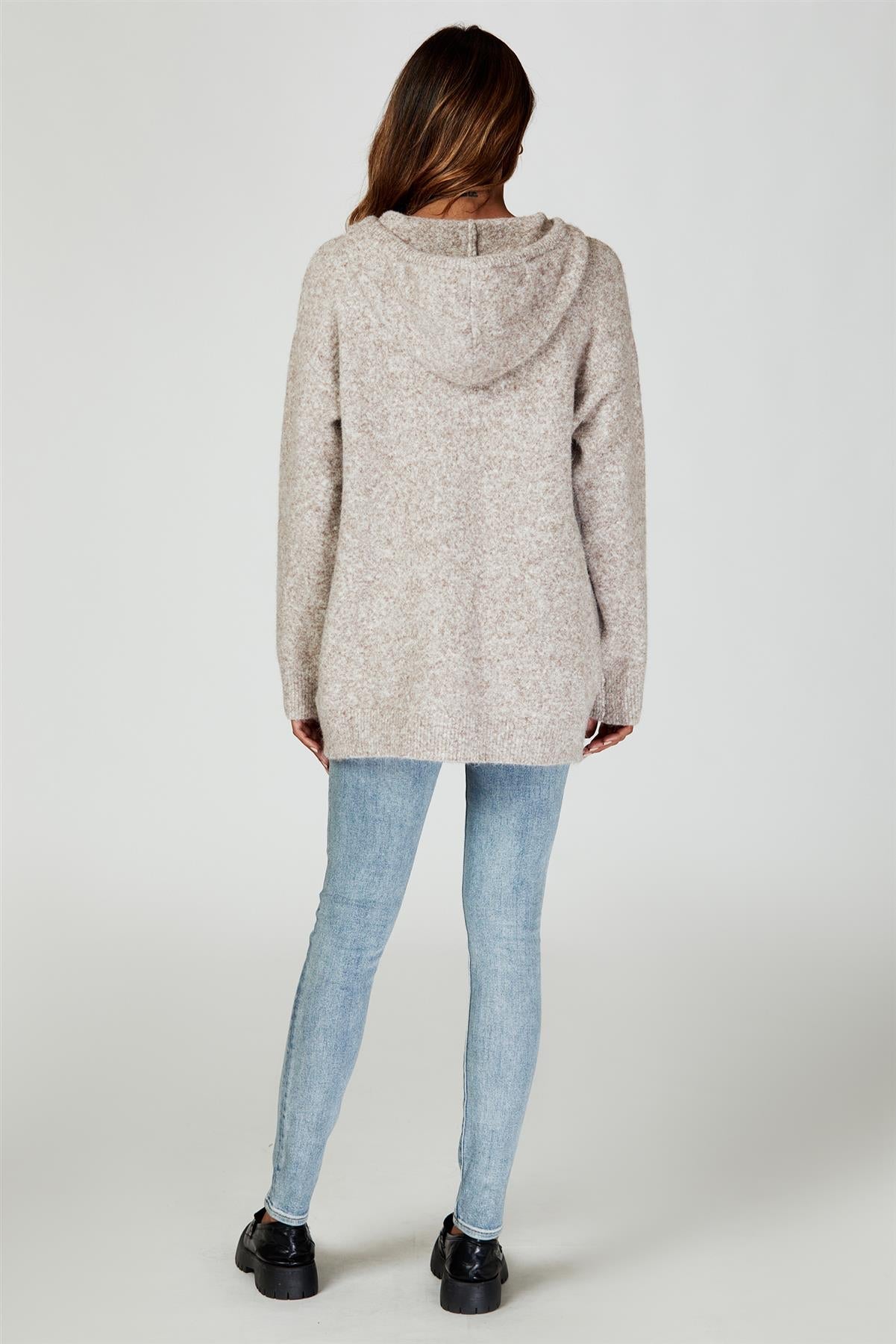 Knit Hoodie In Beige - AXON