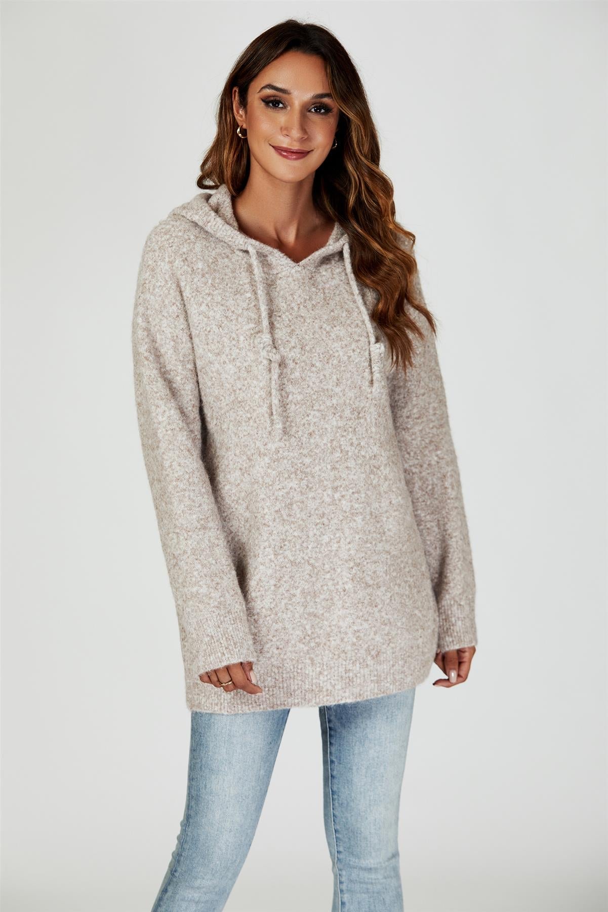 Knit Hoodie In Beige - AXON