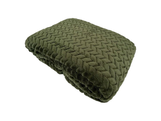 Jacquard Kuscheldecke olivgrün » XL Flanell Wohndecke 200x180cm » Wohndecke » wärmende Tagesdecke 350 g/m²
