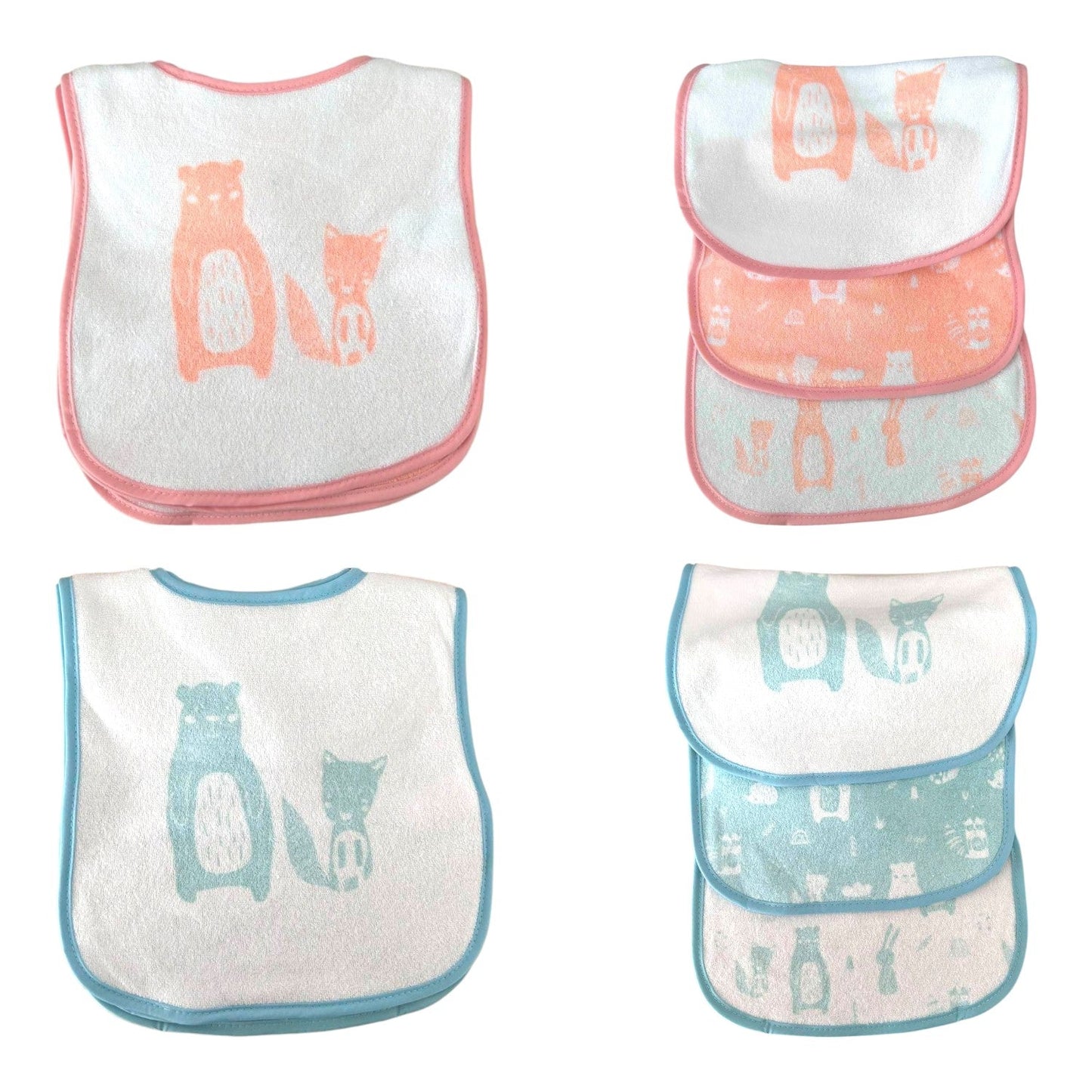 Klettlätzchen 3er Pack » Lätzchen-Set mit Klettverschluss » Schlabberlätzchen mit niedlichem Tier Design » Baby & Kleinkind Schlabberlatz