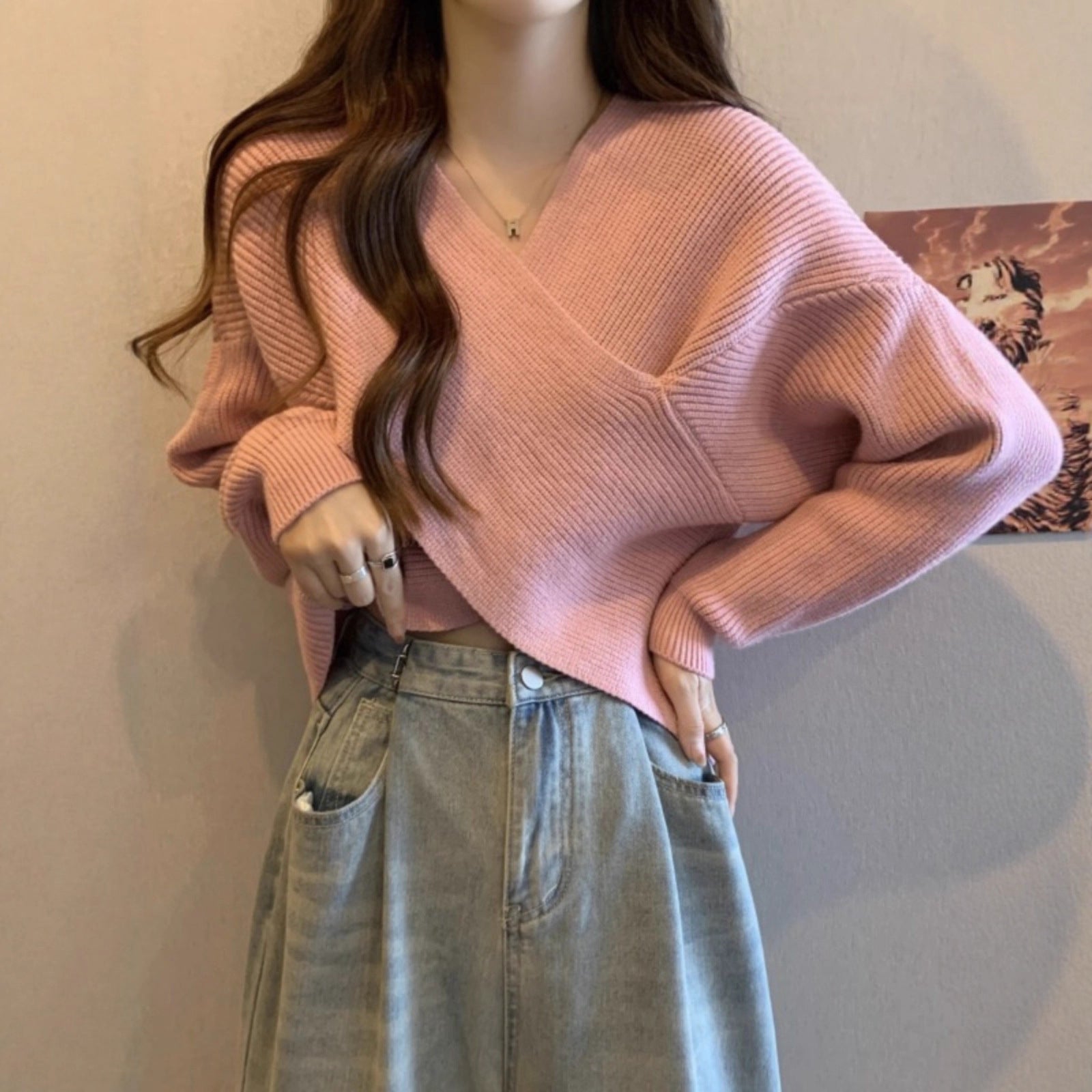 Lazy Short Sweater Design Blouse - AXON