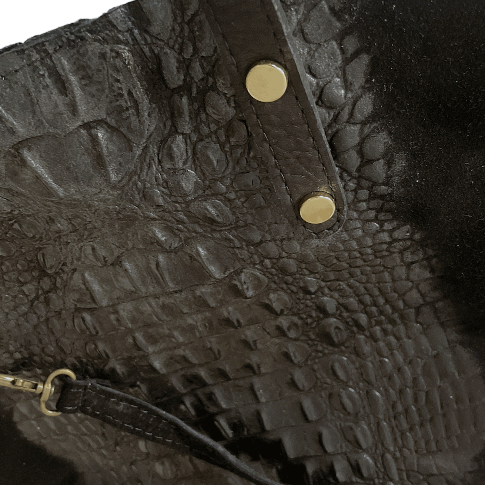 Leder Beutel Tasche Krokooptik Veloursleder Schwarz - AXON