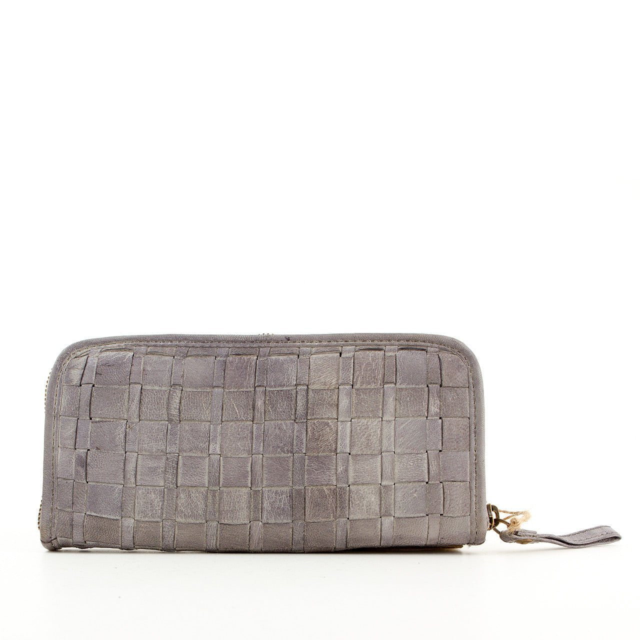 Leder Geldbeutel in Flechtoptik Grau - AXON