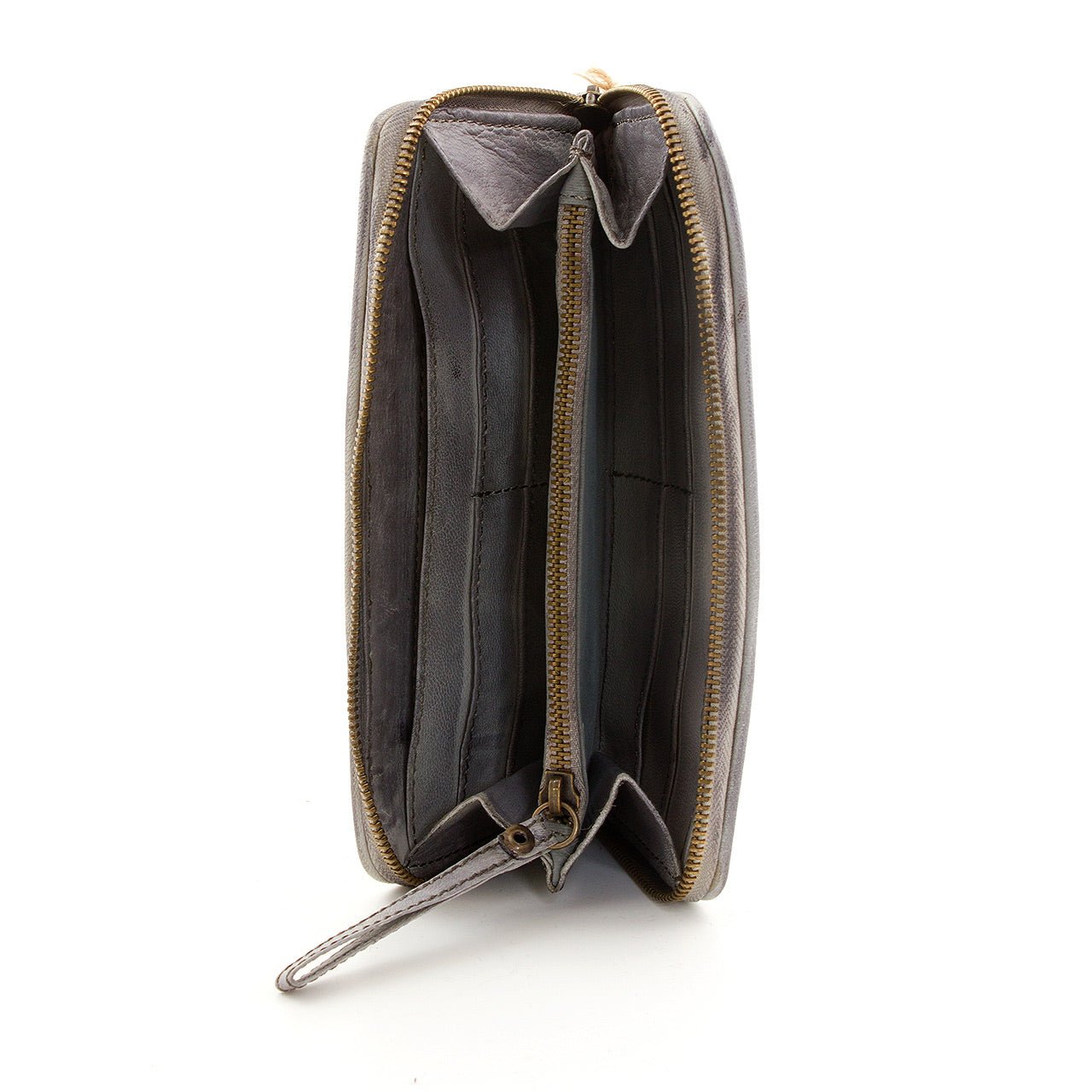 Leder Geldbeutel mit Nieten Grau - AXON