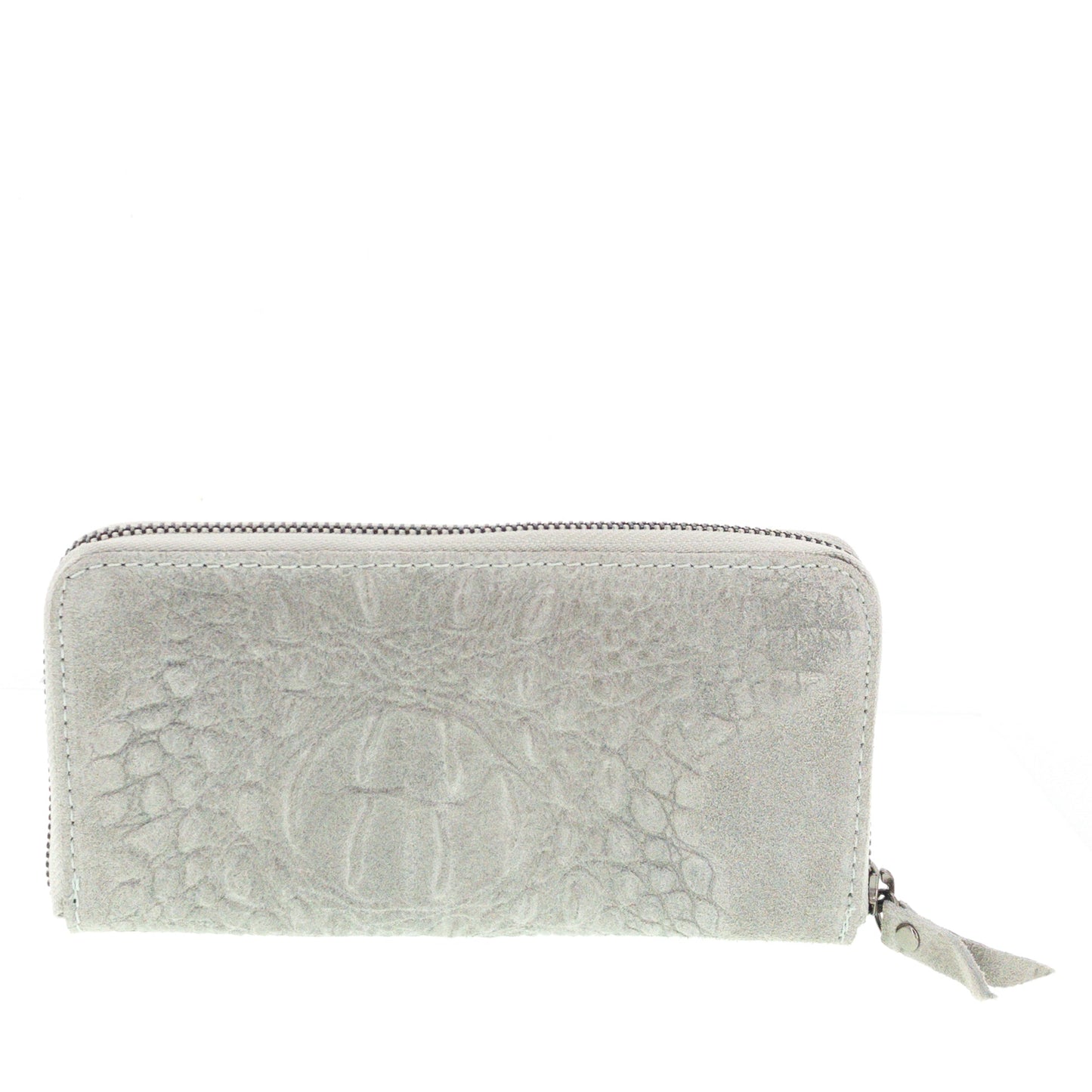 Leder Portemonnaie Krokooptik Grau - AXON