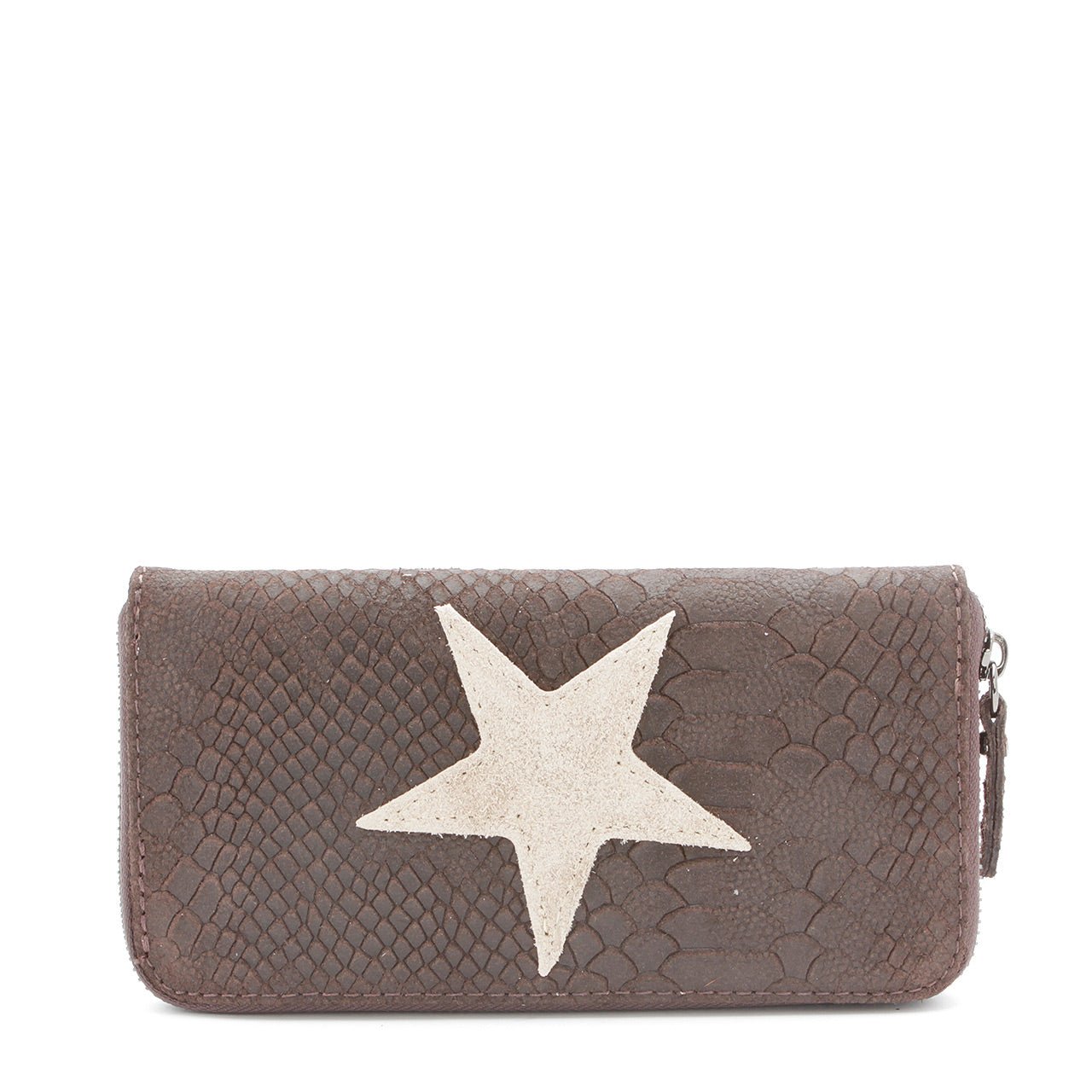 Leder Portemonnaie mit Stern Dunkelbraun - AXON