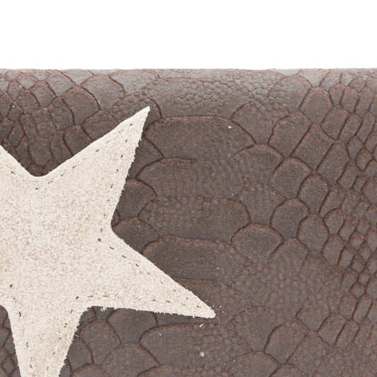 Leder Portemonnaie mit Stern Dunkelbraun - AXON