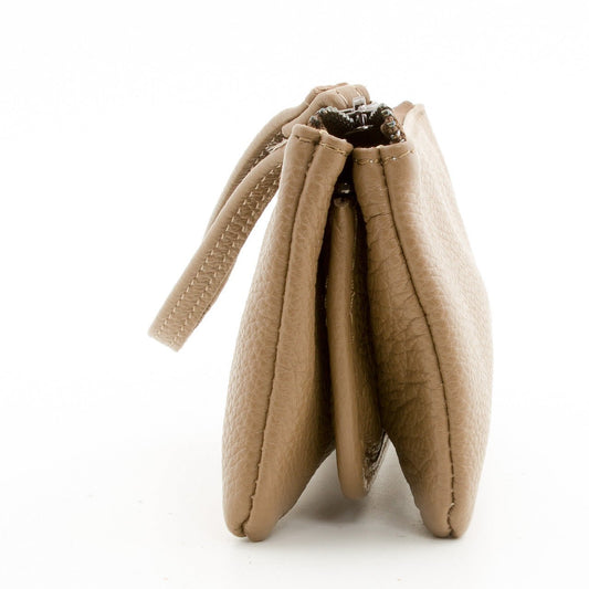 Leder Portmonee im Clutch Stiel Beige - AXON