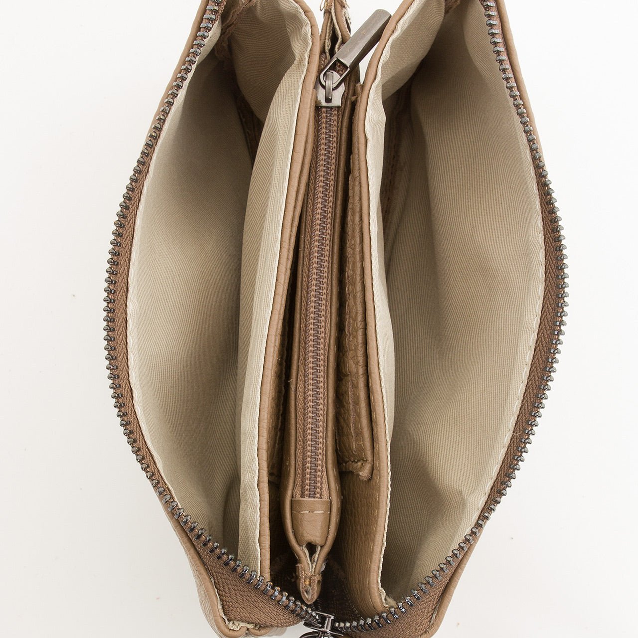 Leder Portmonee im Clutch Stiel Beige - AXON
