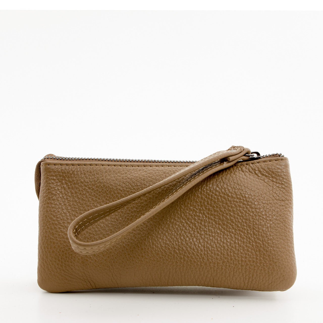 Leder Portmonee im Clutch Stiel Beige - AXON