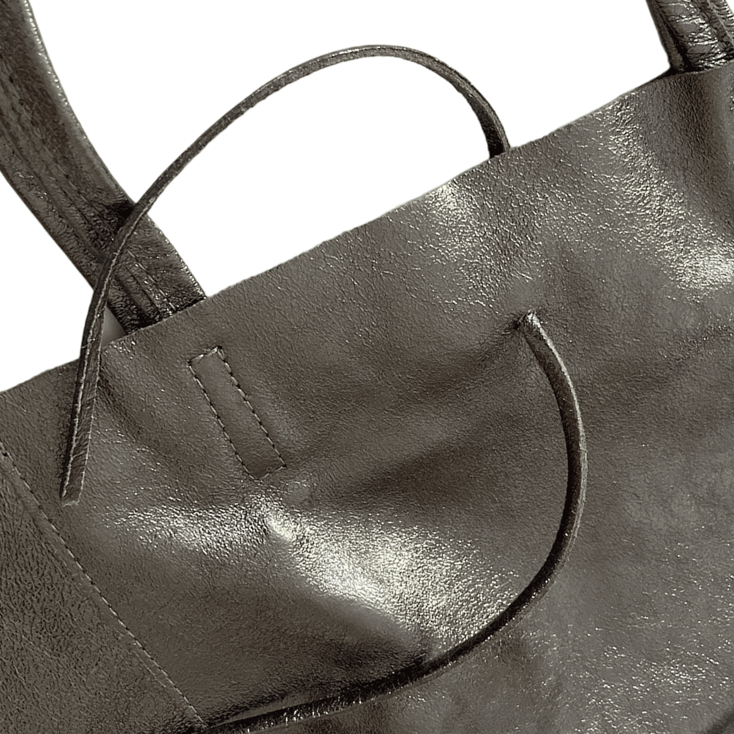 Leder Shopper mit Innentasche Altsilber - AXON