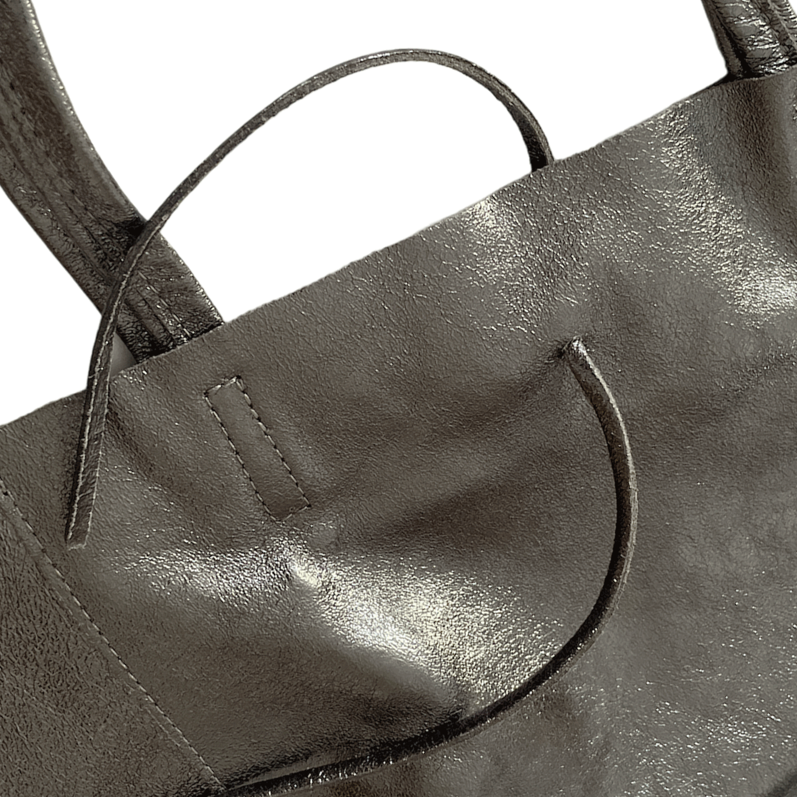 Leder Shopper mit Innentasche Altsilber - AXON