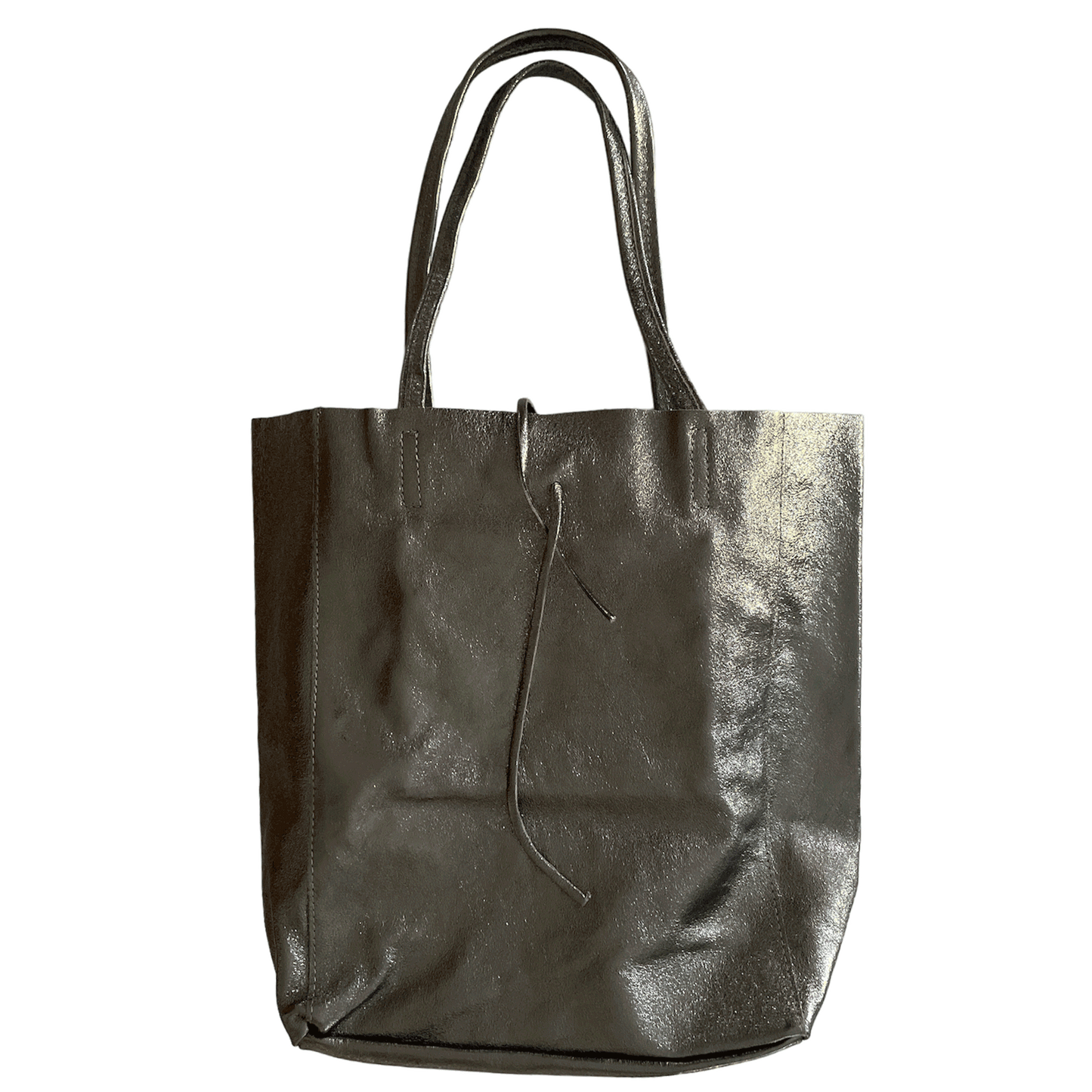 Leder Shopper mit Innentasche Altsilber - AXON
