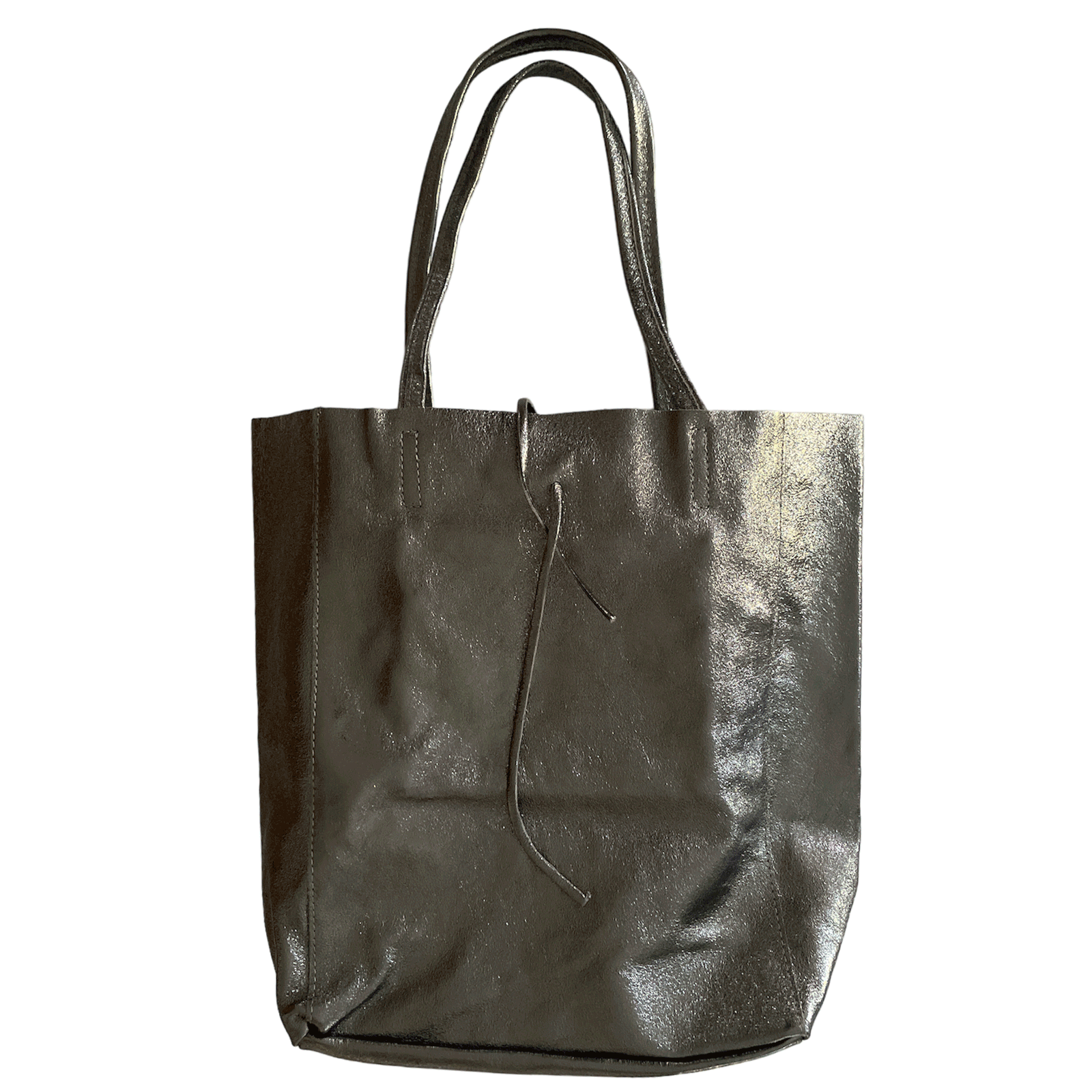 Leder Shopper mit Innentasche Altsilber - AXON