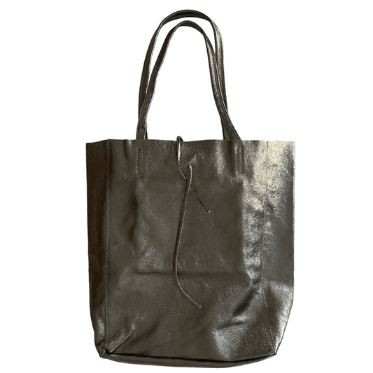 Leder Shopper mit Innentasche Altsilber - AXON