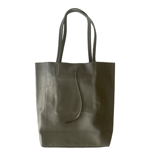 Leder Shopper mit Innentasche Dunkelgrau - AXON