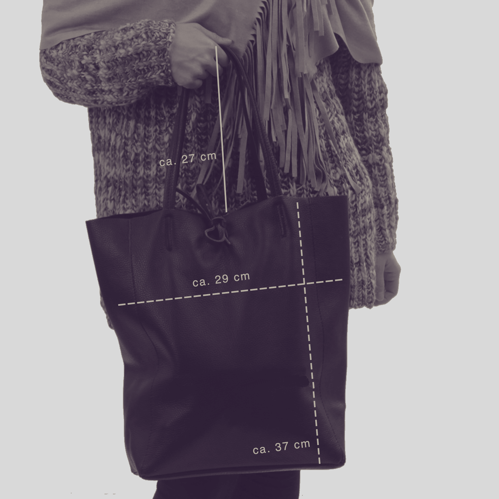 Leder Shopper mit Innentasche Schlammfarben - AXON